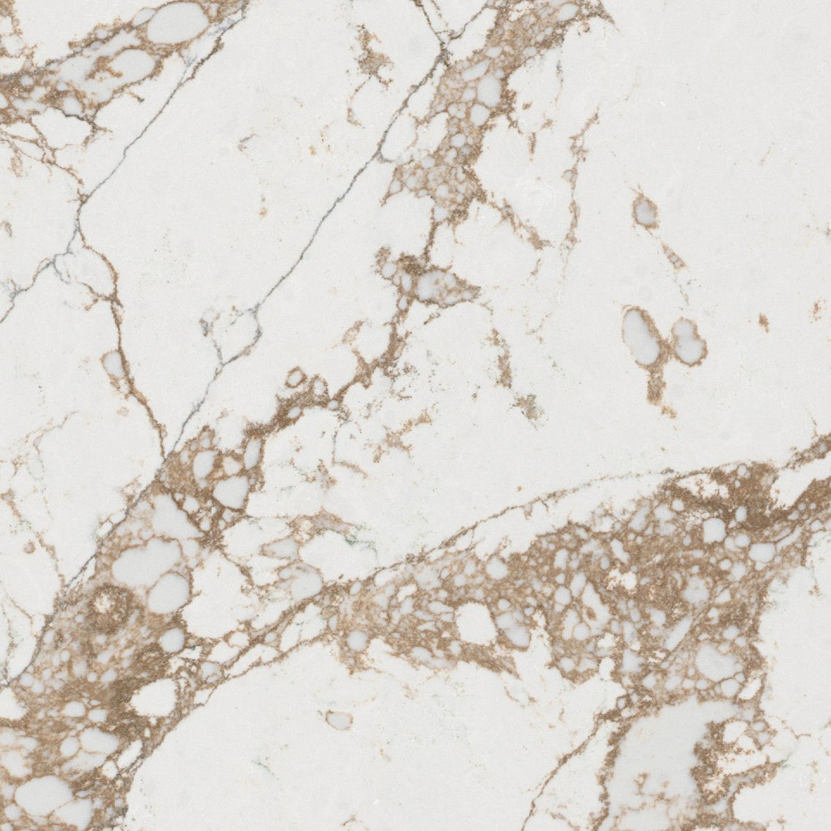 Bronze Coast quartz countertop - white and warm brown veined TechniStone surface
