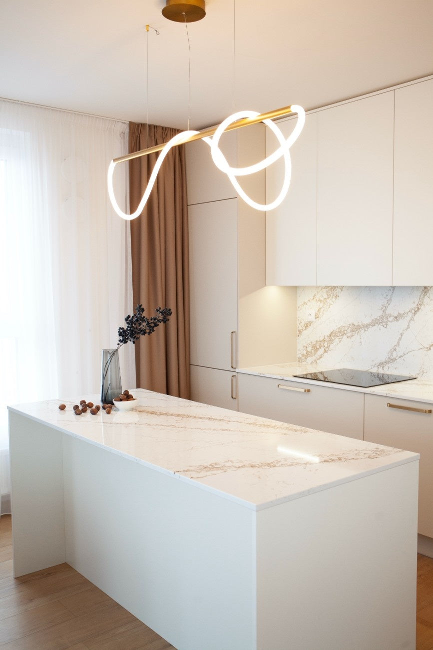 Bronze Coast quartz countertop - white and warm brown veined TechniStone surface - view 3