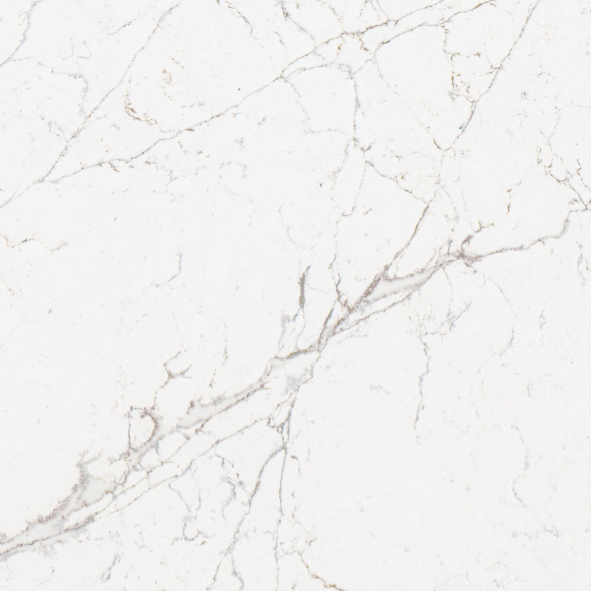 Calacatta Olympos quartz countertop - cool grey and warm brown veined TechniStone surface