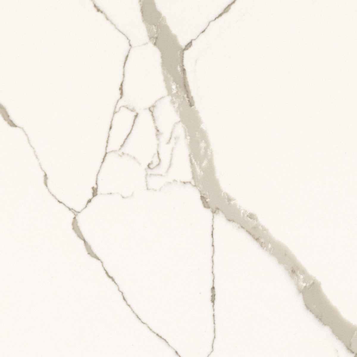 Crystal Calacatta Silva quartz countertop - white veined TechniStone surface