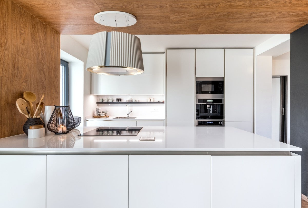Crystal Polar White quartz countertop - cool white TechniStone surface - view 3