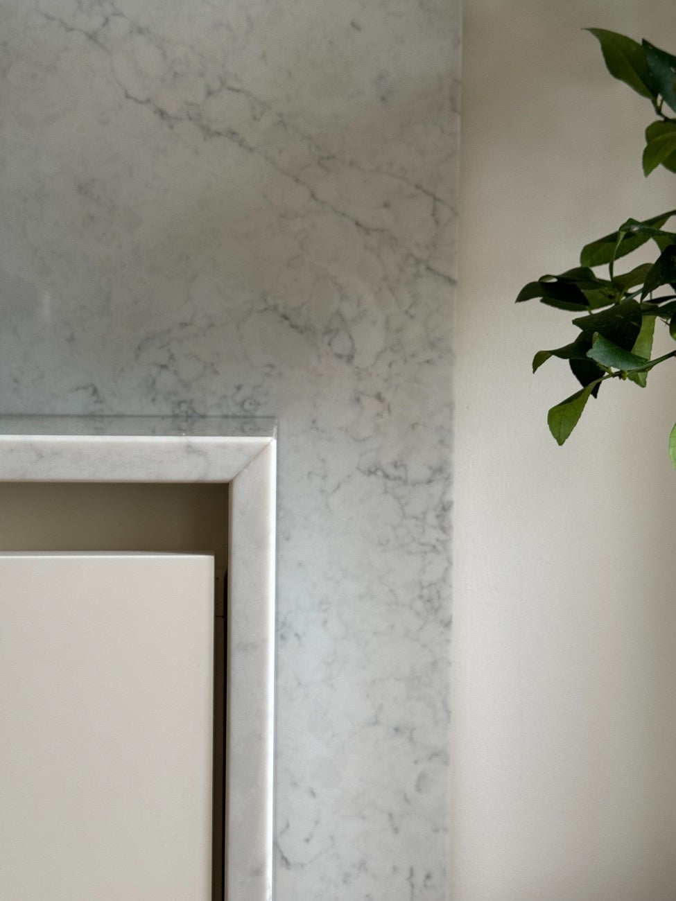 Mystery White quartz countertop - clean white TechniStone Outlet surface - view 3