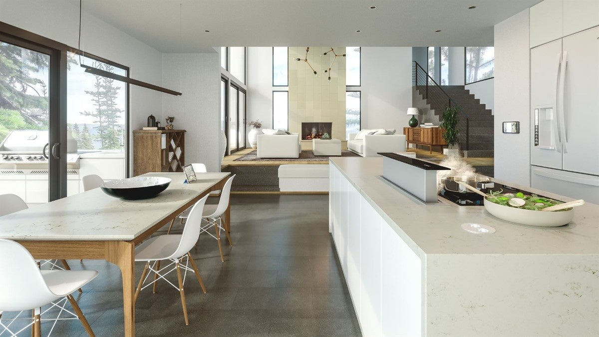 Noble Linea quartz countertop - linear veined marble-look TechniStone surface - view 3