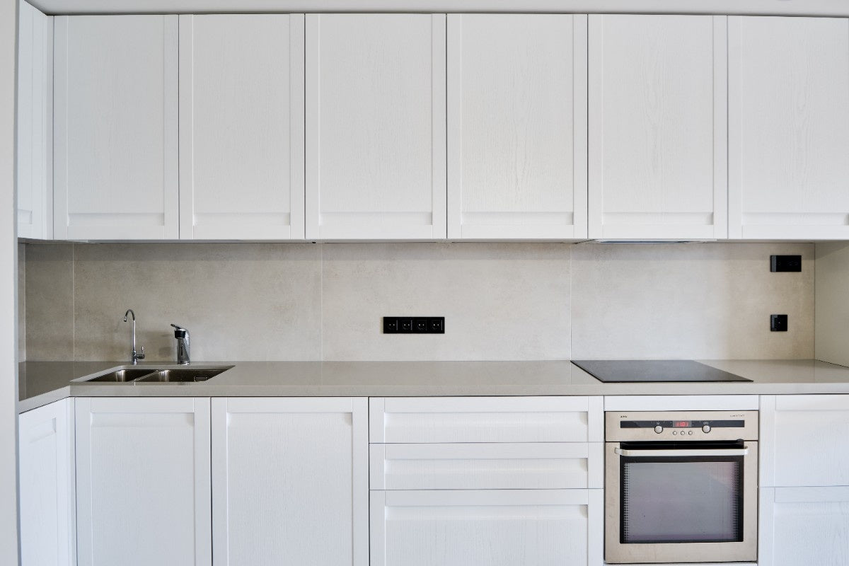 Noble Portland Grey quartz countertop - grey concrete-look TechniStone surface - view 3