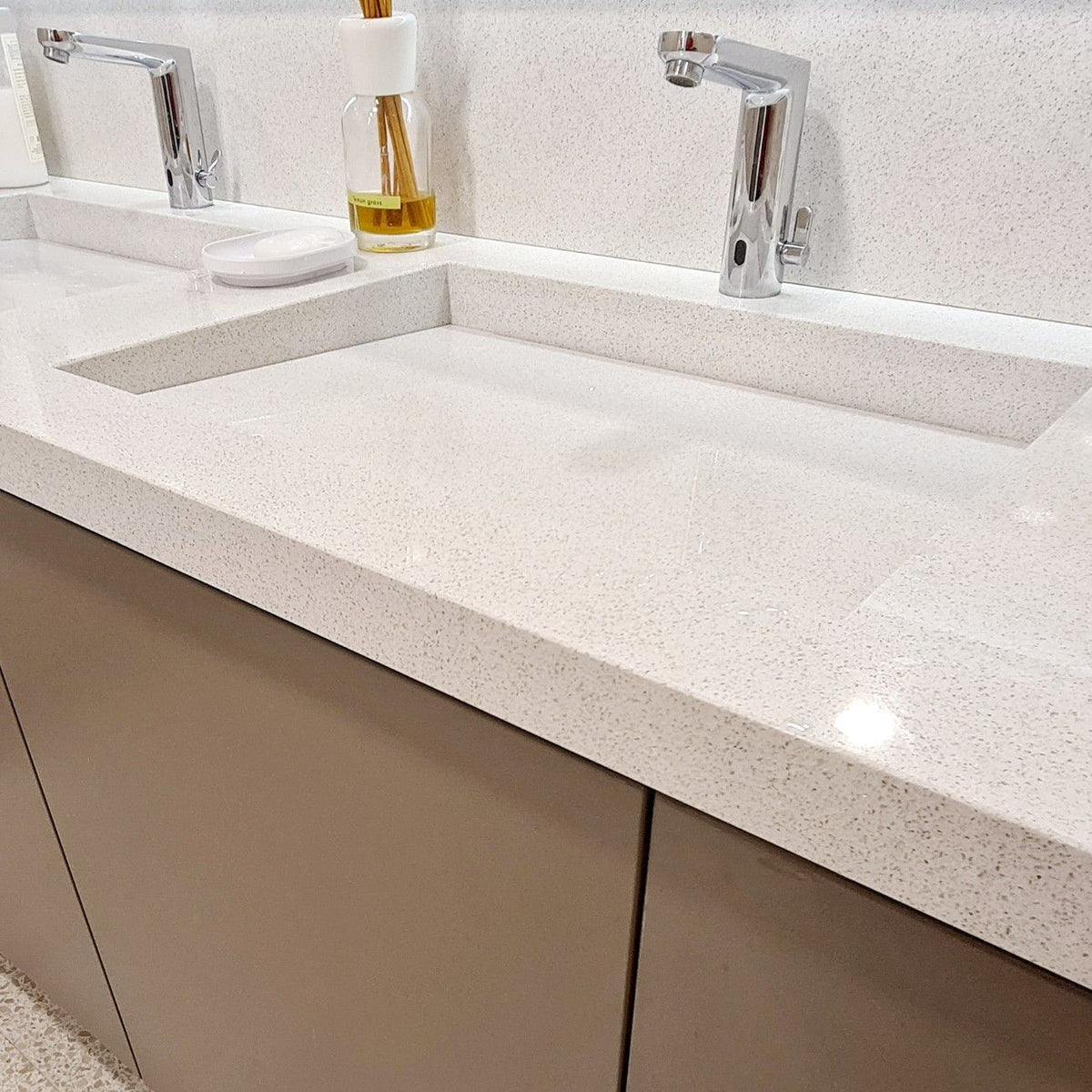 Starlight White quartz countertop - clean white fine-grained TechniStone surface - view 3